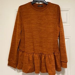 NEW Shein Peplum Longsleeve - Burnt Orange